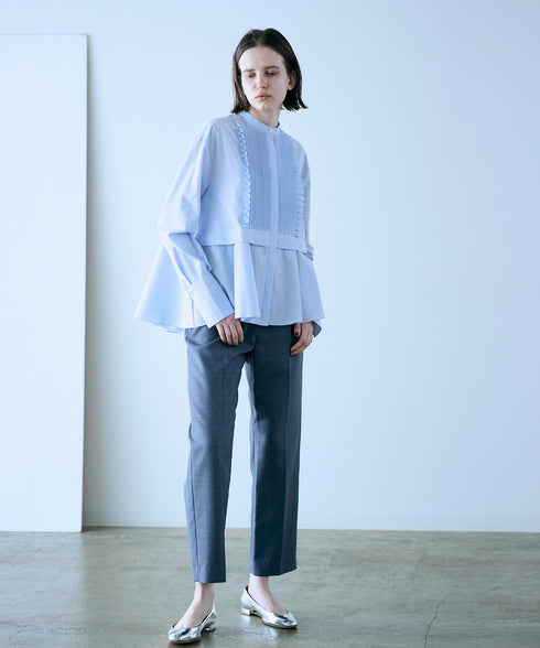 tuck frill flare shirt
